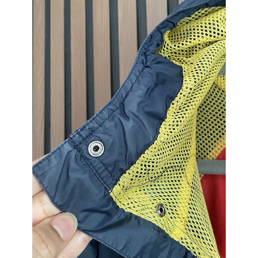 Vintage 90s Helly Hansen Sailing Color Block Rain Jacket Men's S-M Red Blue - Picture 9 of 14